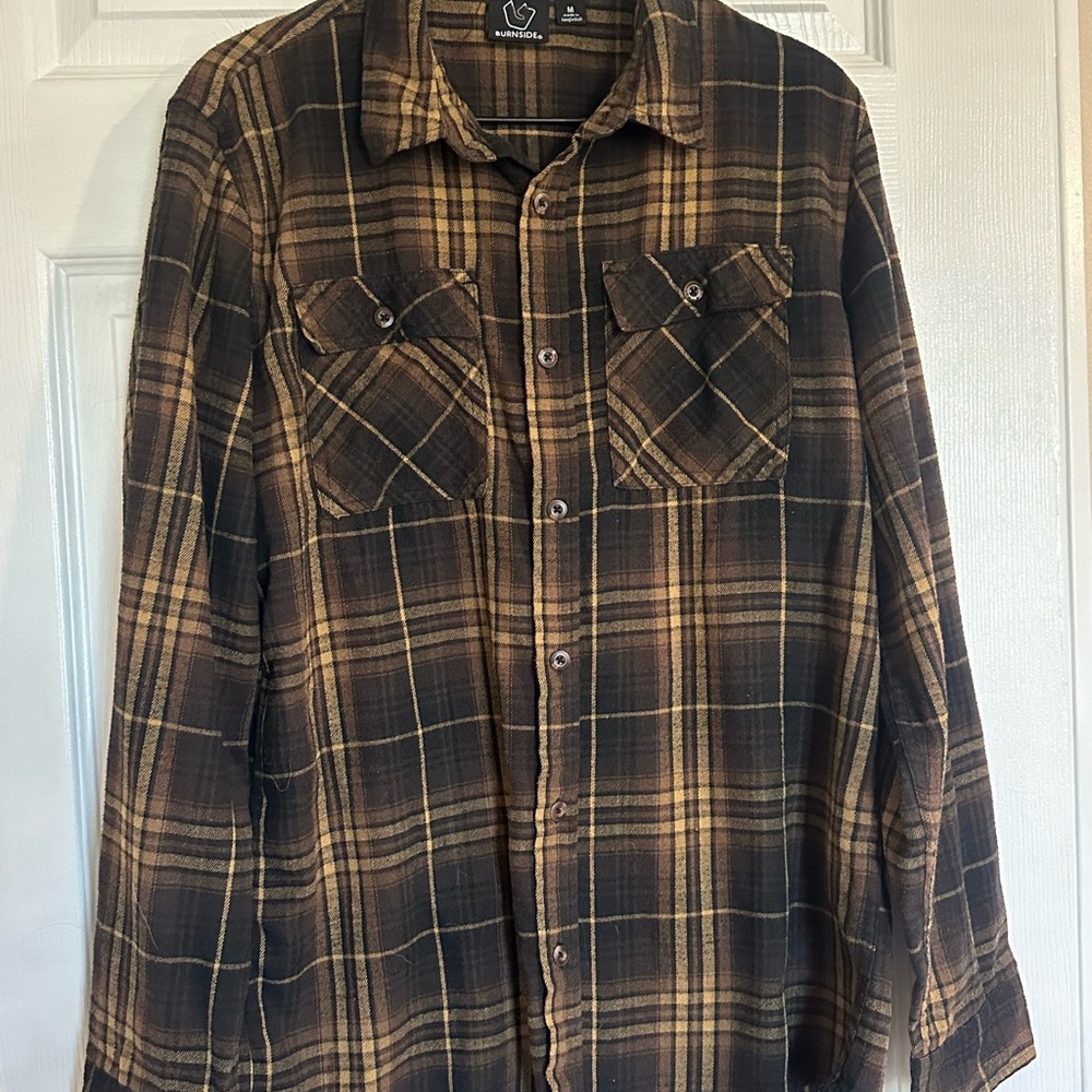 Burnside Plaid Flannel Shirt in Brown and Tan
